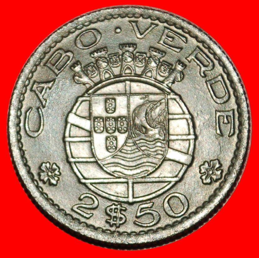  * PORTUGAL (1953-1967): CAPE VERDE ★ 2.50 ESCUDOS 1953 RARE SHIP! UNC! LOW START ★ NO RESERVE!   