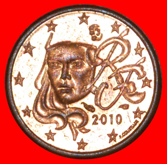  * MARIANNE (1999-2023): FRANCE ★ 1 EURO CENT 2010 MINT LUSTRE!★LOW START ★ NO RESERVE!   