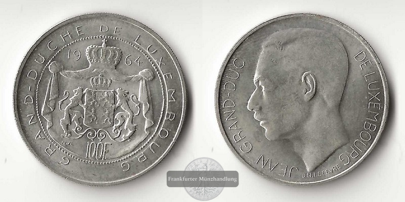  Luxemburg  100 Francs 1964  FM-Frankfurt  Feingewicht: 15,03g   