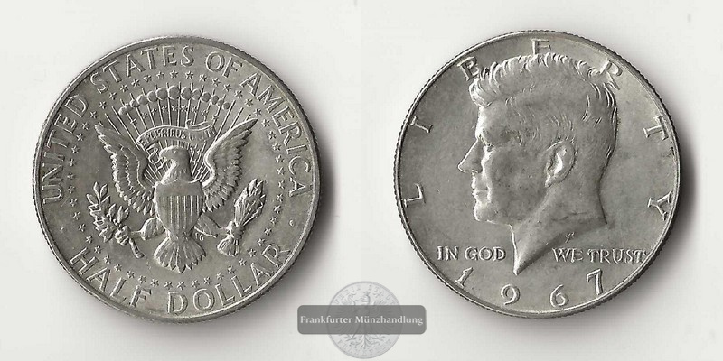  USA Half Dollar  1967  Kennedy   FM-Frankfurt Feinsilber: 4,6g   