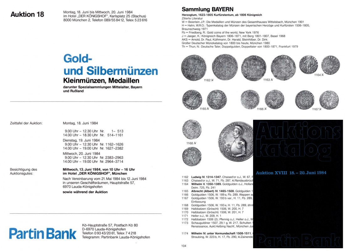 Bankhaus Partin Auktion 18 (1984) Spezialsammlungen Mittelalter , Bayern und Russland / Serie Waagen   