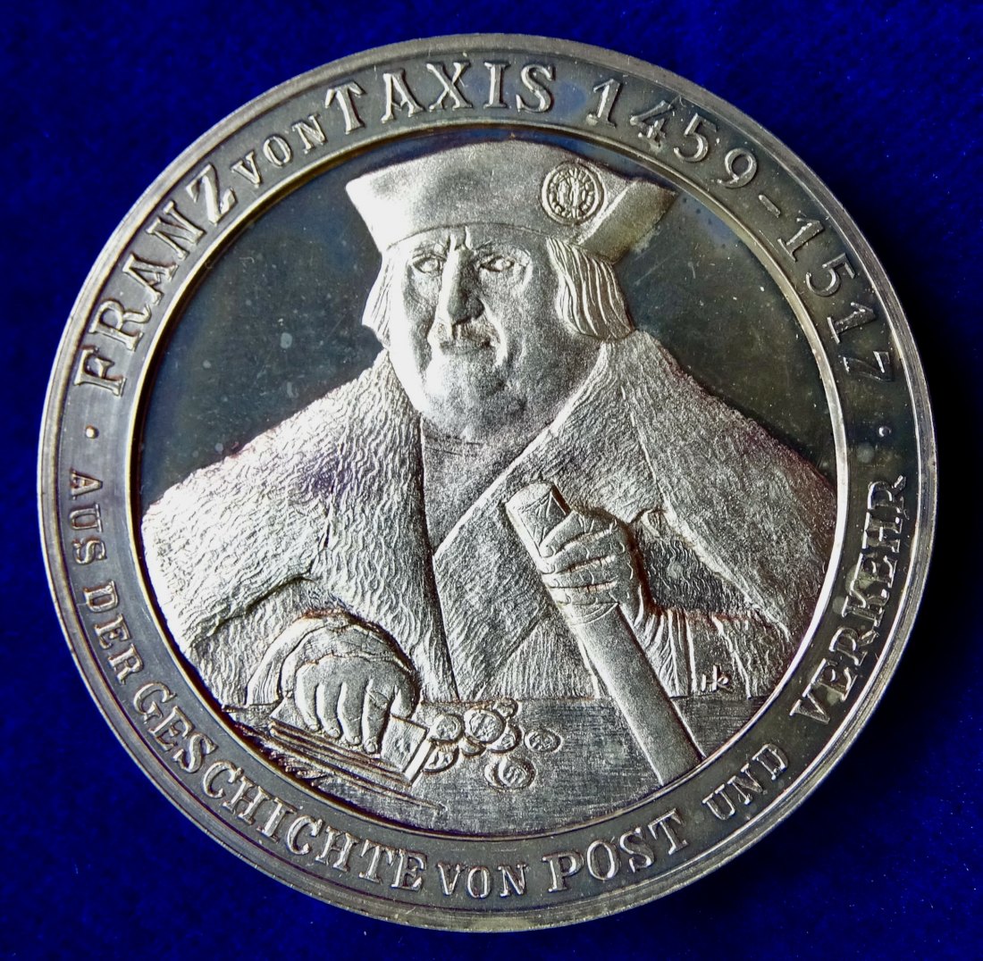  Franz von Taxis Silber- Medaille 500 Jahre Deutsche Post 1990 von Helmut König   