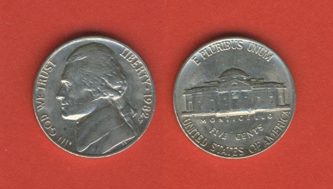  USA 5 Cents 1982 P   