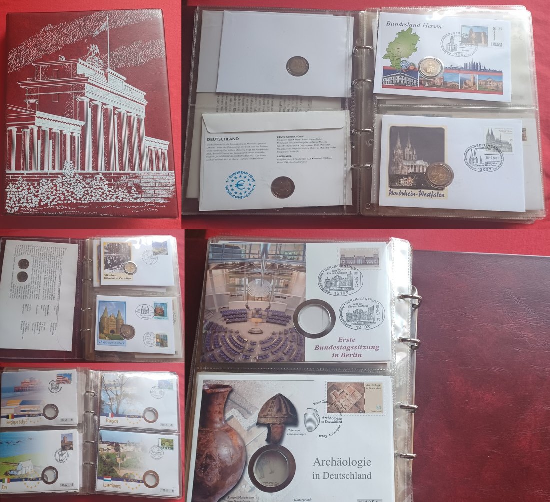 Album 2 Euro Numisbriefe 31 Stk 10 mit Münzen