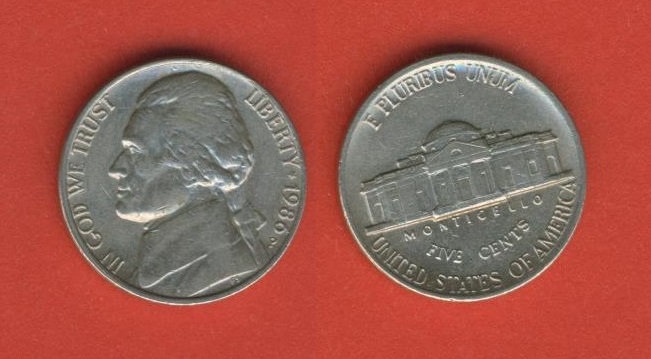  USA 5 Cents 1986 P   