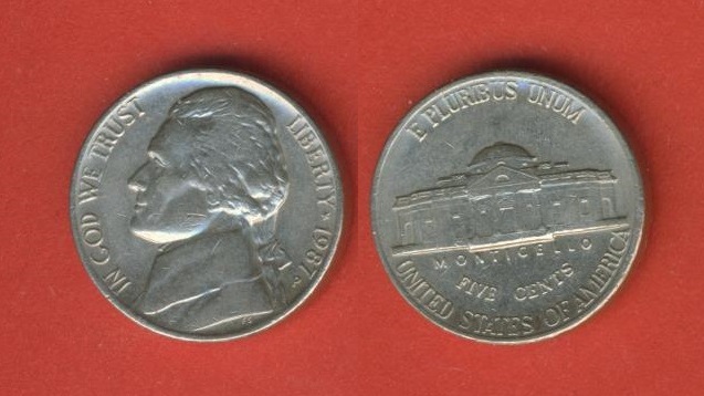  USA 5 Cents 1987 P   