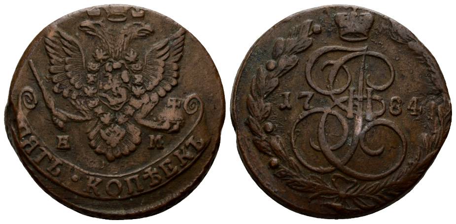  Ausland; Russland; Kleinmünze 1784; 5 Kopeken   