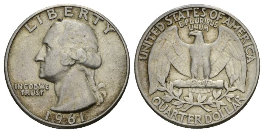  USA; 1/4 Dollar 1961   