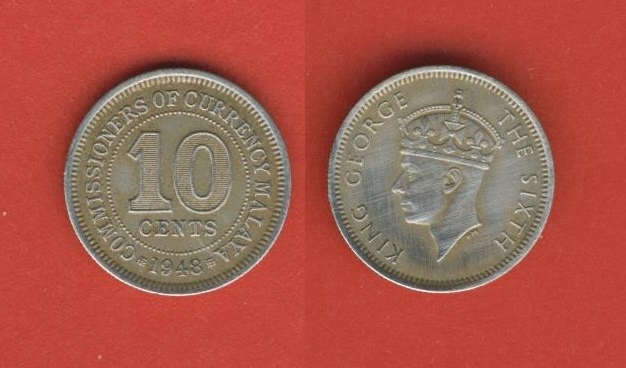  Malaya 10 Cent 1948, Malaya & Britisch-Borneo   