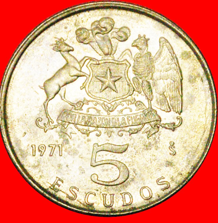  * LAUTARO (1534-1557): CHILE ★ 5 ESCUDOS 1971!  LOW START ★ NO RESERVE!   
