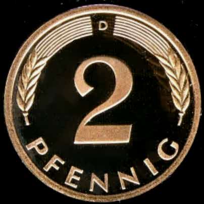  1975 D * 2 Pfennig Polierte Platte PP, proof, top   
