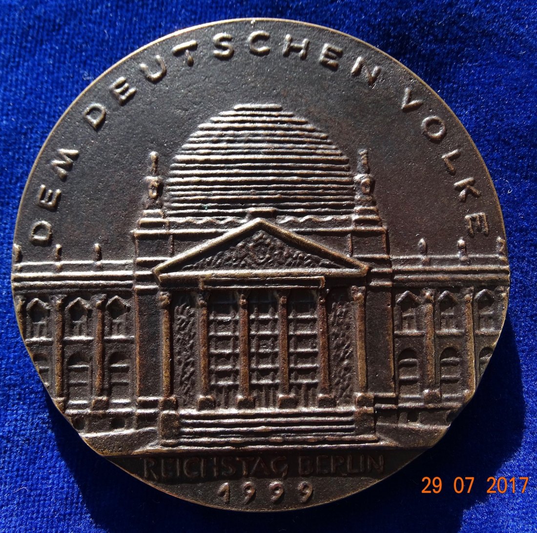  Reichstagsgebäude Eröffnung Berlin 1999, Paul Wallot, Bronze- Medaille von Geralf  Günzel   