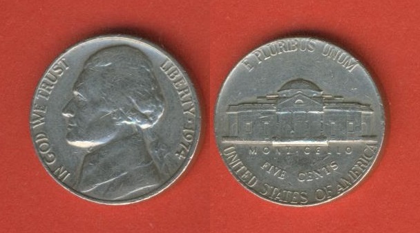  USA 5 Cents 1974   