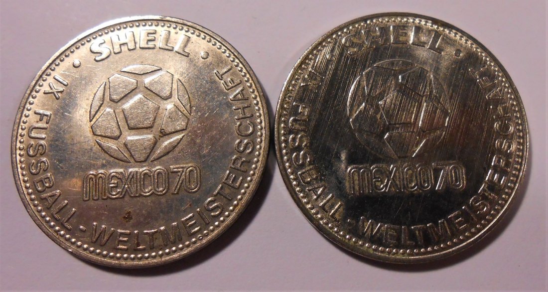 T:5.2Medaille Deutschland 2 Stück FIFA WM Mexiko 1970 Shell