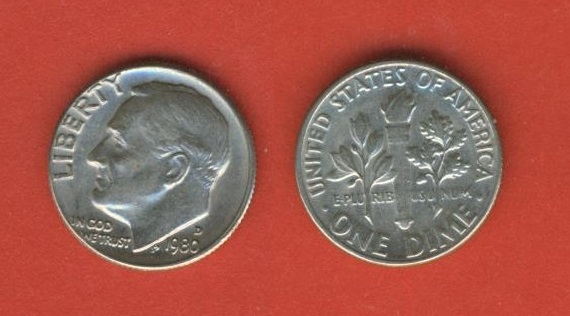  USA  1 Dime 1980 D   