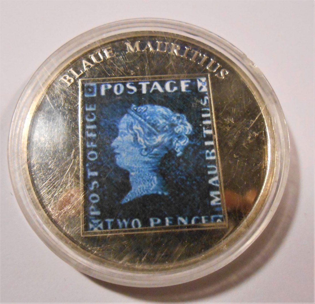  T:2.6 Medaille Deutschland, mit Farbauflage Blaue Mauritius   