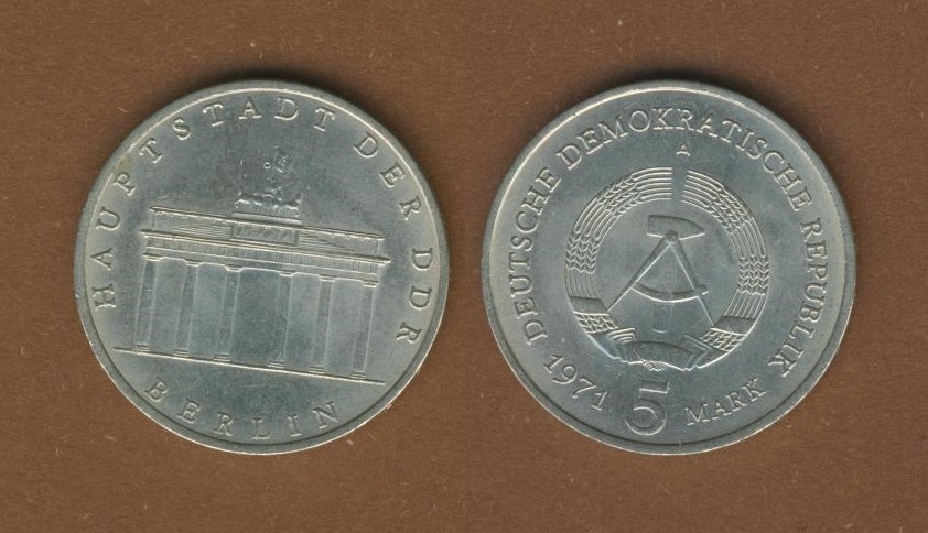  DDR 5 Mark 1971 Brandenburger Tor   