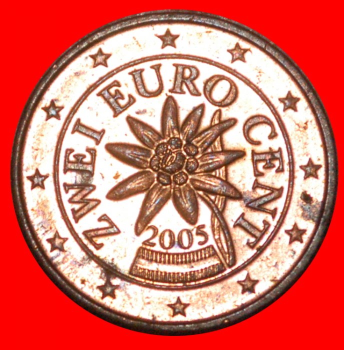  * BLUME (2002-2023): ÖSTERREICH ★ 2 EURO CENT 2005 VZGL STEMPELGLANZ★OHNE VORBEHALT!   
