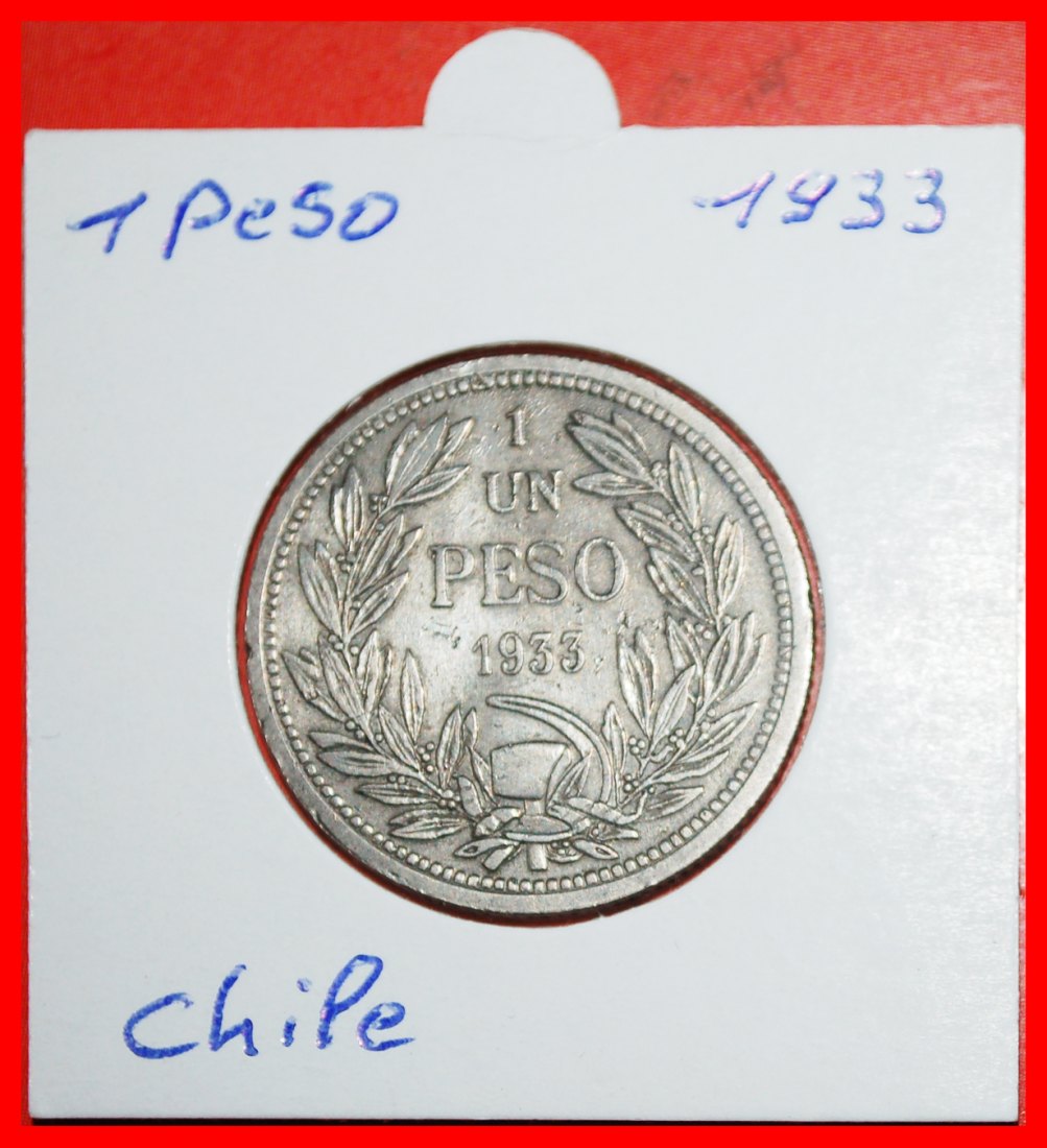  * HAMMER UND SICHEL (1933-1940): CHILE ★ 1 PESO 1933! IN PACKUNG!★OHNE VORBEHALT!   