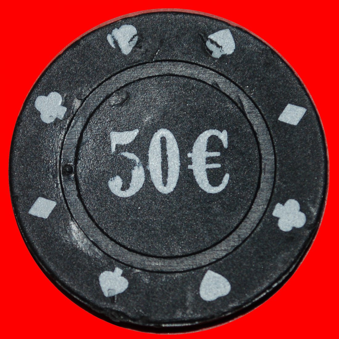  * LARGE DENOMINATION: UNKNOWN CASINO ★ 50 EURO POKER CHIP!★LOW START ★ NO RESERVE!   