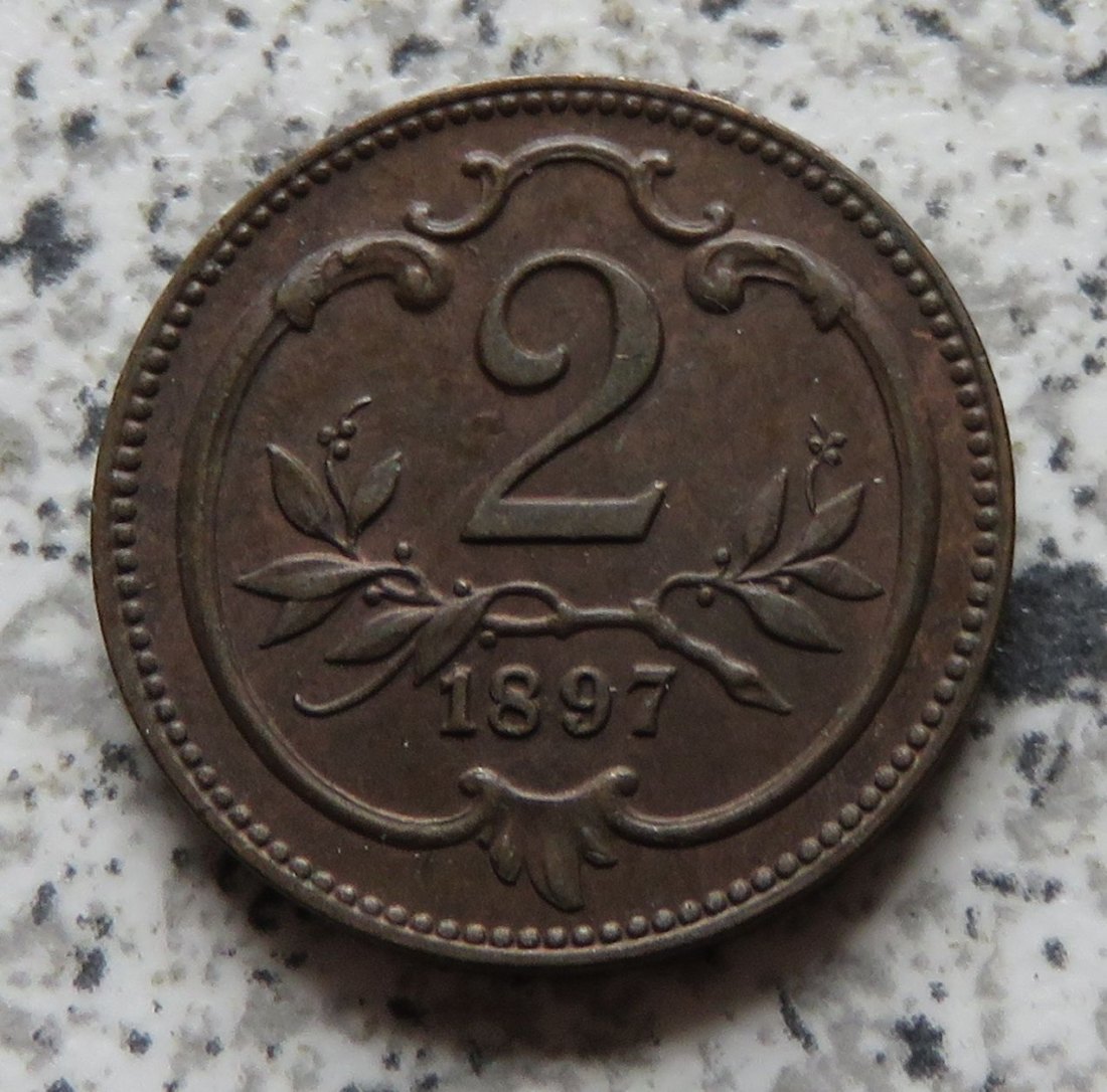  Österreich K & K 2 Heller 1897, Erhaltung   