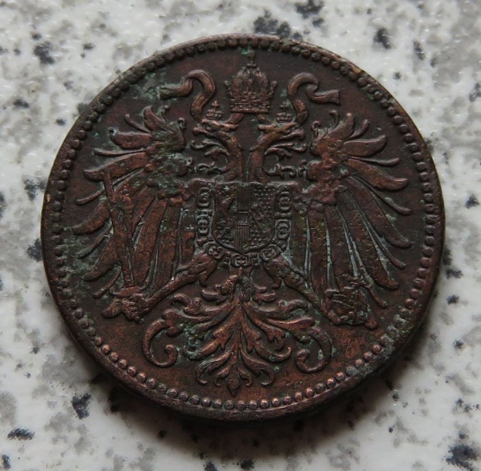  Österreich K & K 2 Heller 1915, Belegstück   