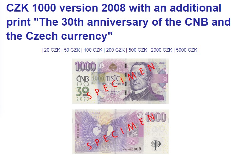 Czech Republic / Tschechien CZ - 1000 Korun 2023 UNC - RAR NEW only 200k