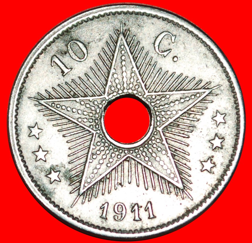 * BELGIUM (1910-1928): BELGIAN CONGO ★10 CENTIMES 1911! ALBERT I (1910-1934) LOW START ★ NO RESERVE!