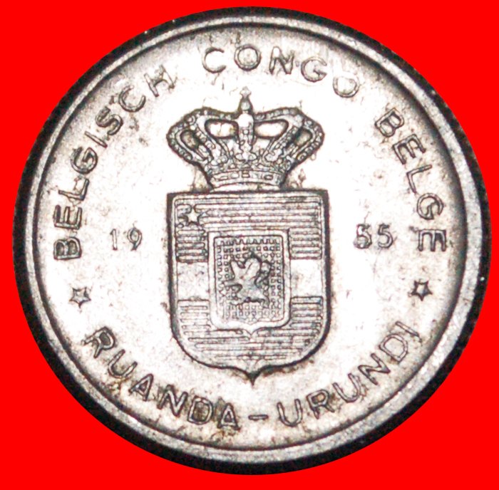  * MINT LUSTRE (1954-1955): BELGIAN CONGO - RUANDA-URUNDI ★ 50 CENTIMES 1955 LOW START ★ NO RESERVE!   
