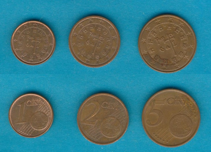  Portugal 2002 1 + 2 + 5 Cent   