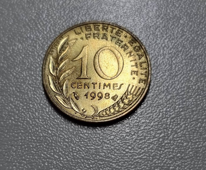  Frankreich 10 Centimes 1998 Umlauf VZ   