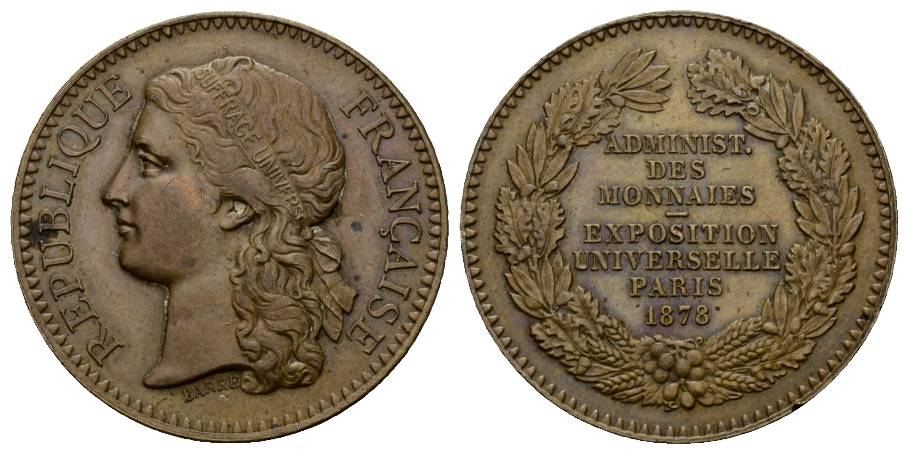  Medaille 1878; bronze; 15,44 g; Ø 30,48 mm   