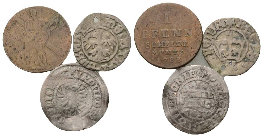  Altdeutschland; 3 Kleinmünzen 1637-1783   