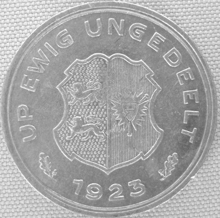  Gold-Girobank Schleswig-Holstein 10/100 Gutscheinmarke 1923   