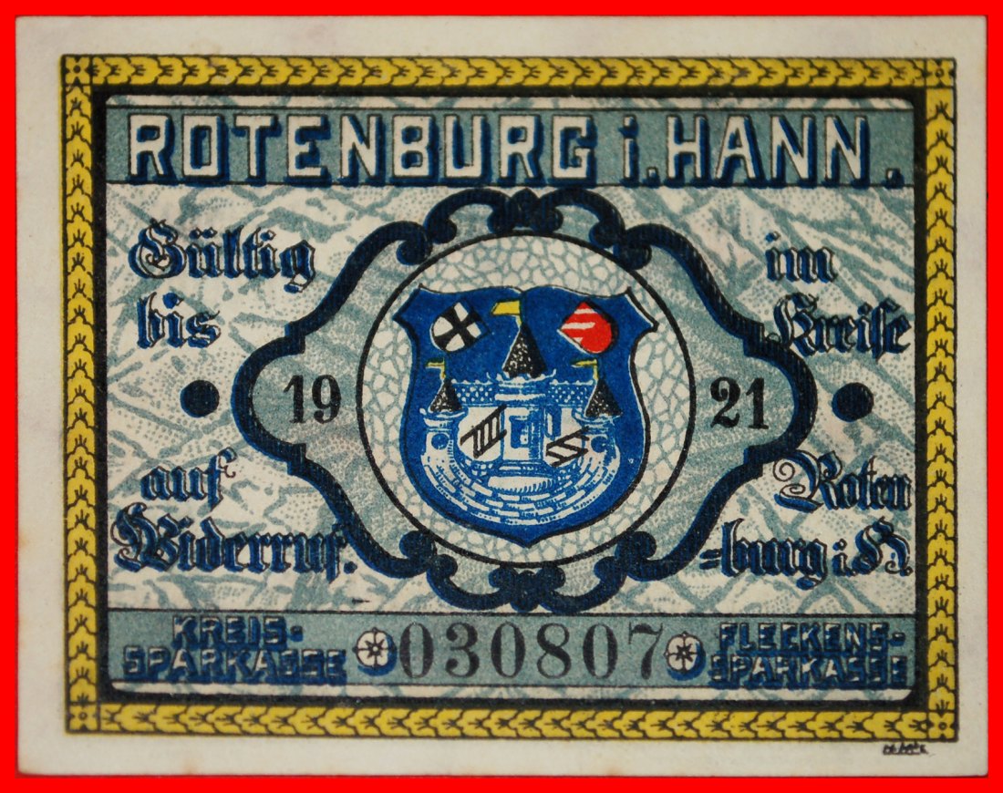  * HANOVER: DEUTSCHLAND ROTENBURG★ 25 PFENNIG 1921 KFR KNACKIG! GERADE VERÖFFENTLICHT★OHNE VORBEHALT!   