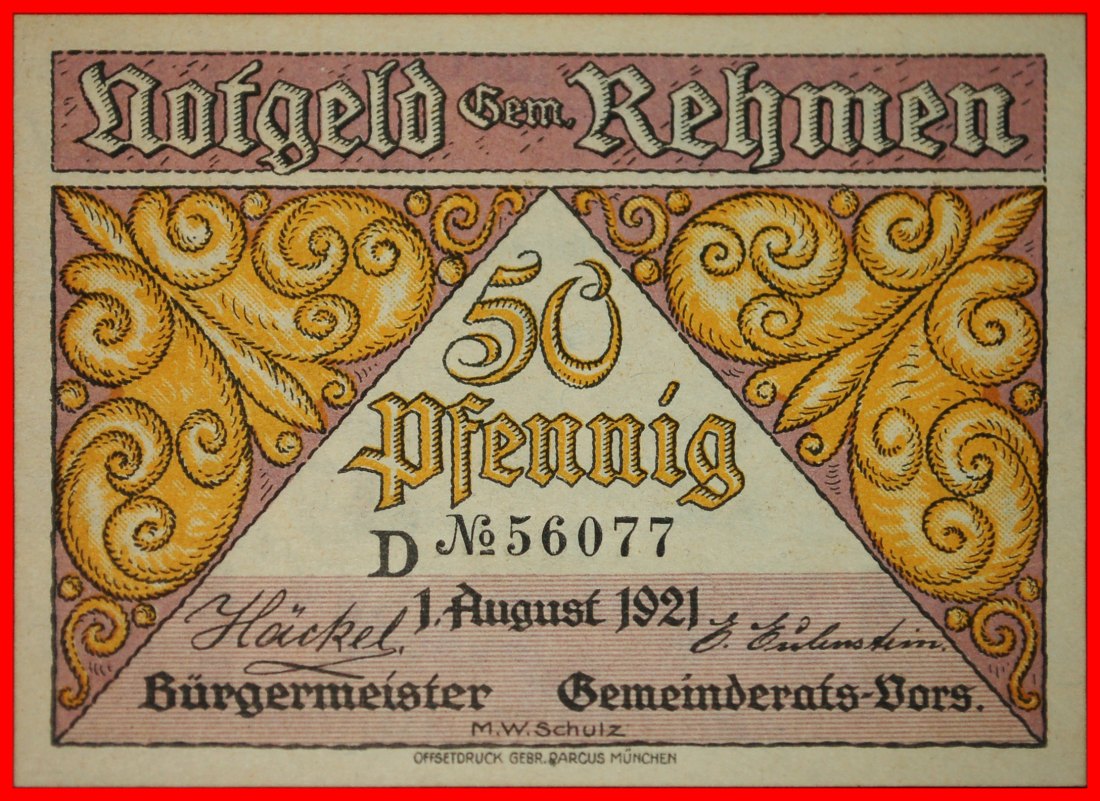 * THURINGIA: GERMANY REHMEN ★ 50 PFENNIGS 1921 UNC CRISP!★LOW START ★ NO RESERVE!