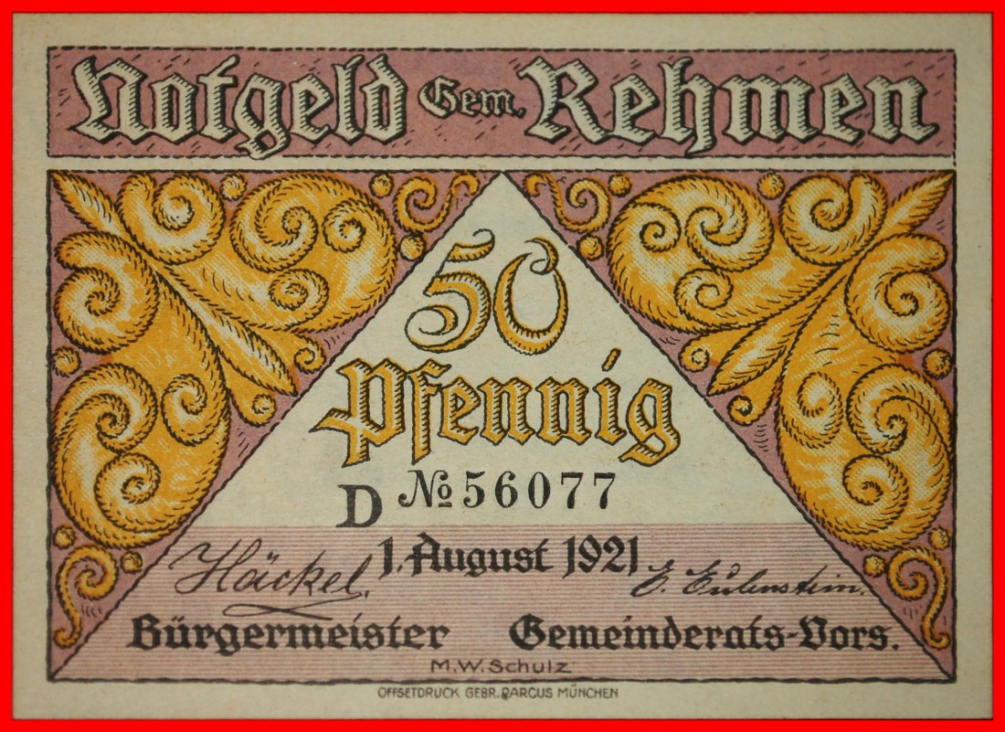  * THURINGIA: GERMANY REHMEN ★ 50 PFENNIGS 1921 UNC CRISP!★LOW START ★ NO RESERVE!   