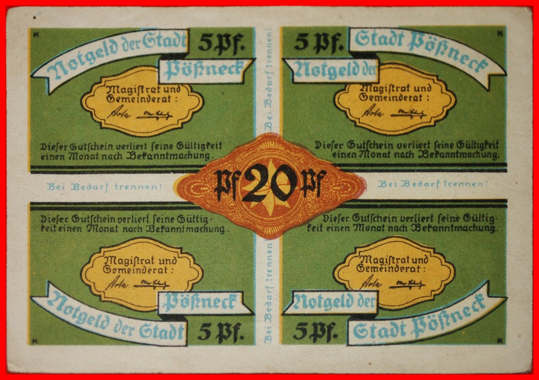  * THURINGIA: GERMANY POESSNECK ★ 20 PFENNIGS (1921) CRISP!★LOW START ★ NO RESERVE!   