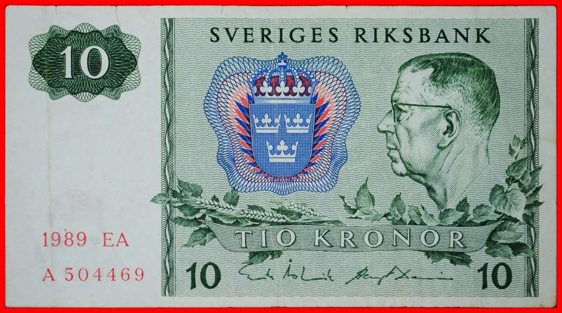  * NORDLICHT 1963-1990:SCHWEDEN★10 KRONEN 1989 VZGL KNACKIG★Gustav VI. Adolf 1950-1973★OHNE VORBEHALT   