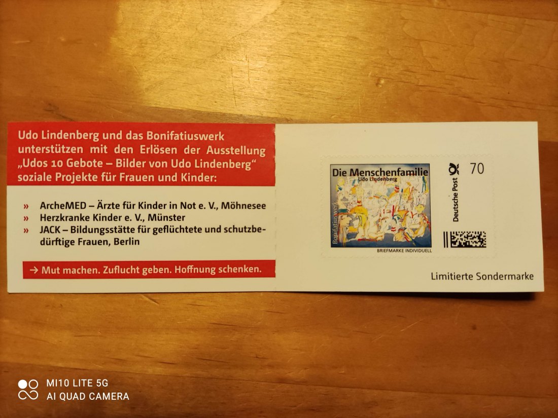  Deutschland Udo Lindenberg 70 Cent Sonderbriefmarke im Folder zu Udo's 10 Gebote Bilder   