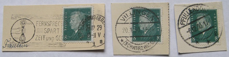  1929-1930, Deutsches Reich, 3 Briefstücke, F.Ebert-1st Präsident, Mi DR 412Y   