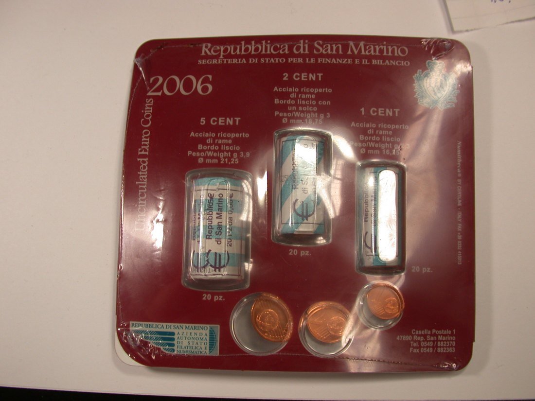 P1 San Marino Mini KMS mit Münzrollen 2006 in OVP Originalbilder