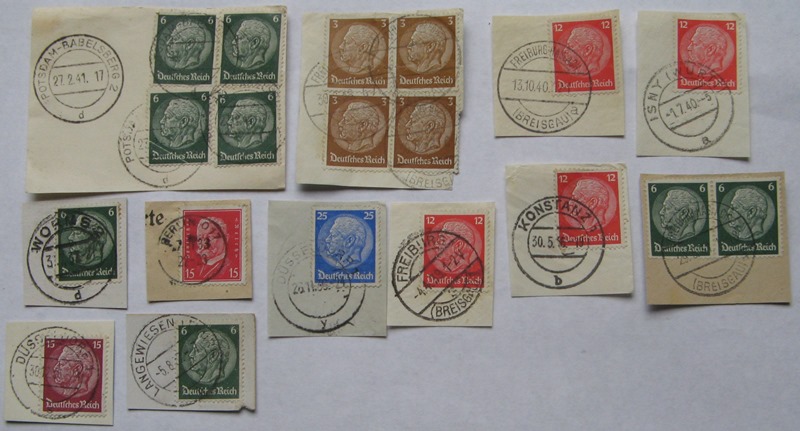  1933-1941, Deutsches Reich, ein Satz mit 11 Briefstück Mi DR 414-525 (Paul von Hindenburg)   