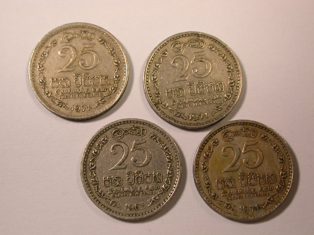  H10  Sri Lanka Ceylon 4 Münzen in ss/ss+ 1963 u. 1971  Originalbilder   