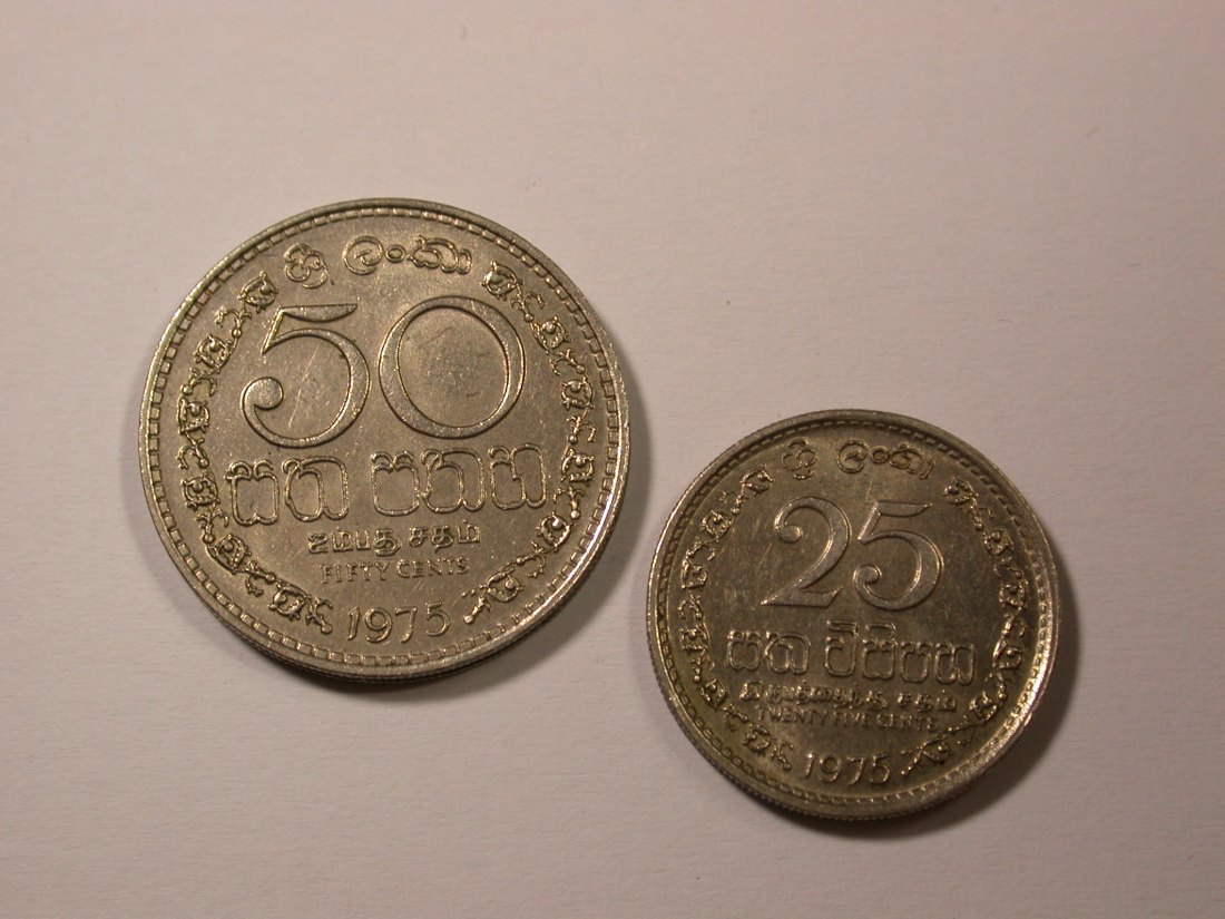 H10 Sri Lanka Ceylon 2 Münzen 1975 in vz/vz-st Originalbilder