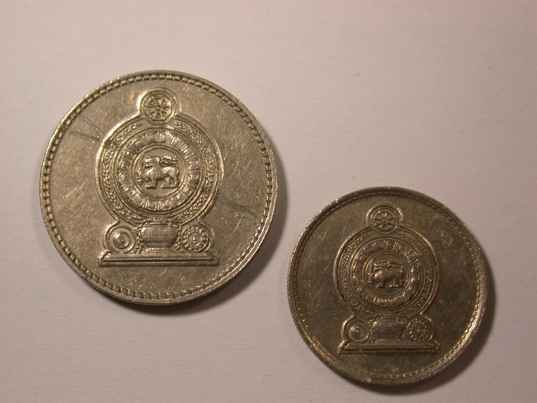 H10  Sri Lanka Ceylon 2 Münzen 1975 in vz/vz-st  Originalbilder   