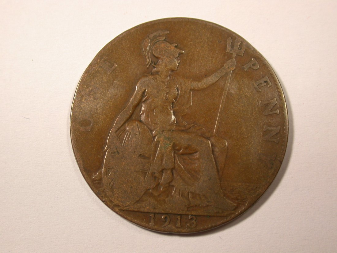  H10  Großbritannien  1 Penny 1913 in s-ss  Originalbilder   