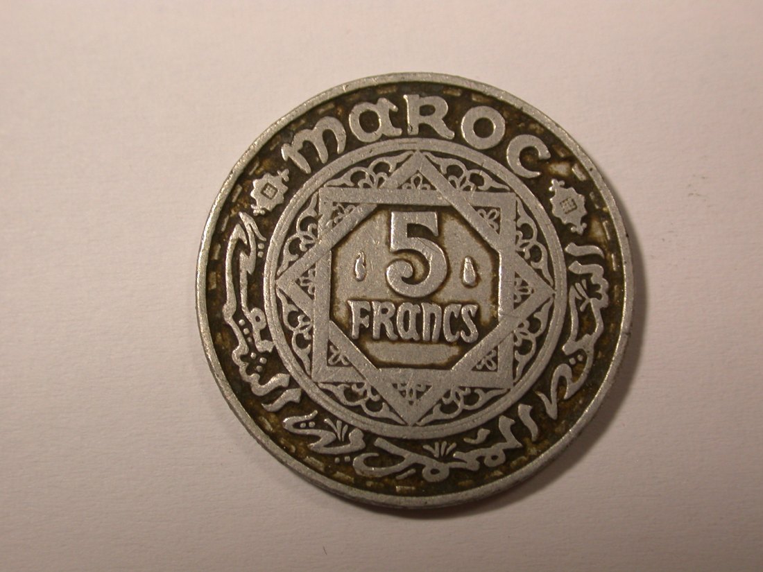 H10 Marokko 5 Francs 1951 in ss Originalbilder
