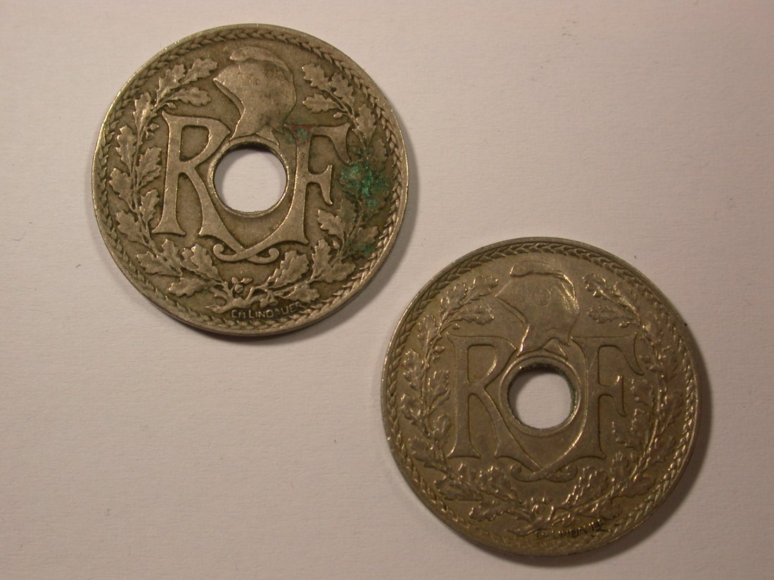  H10  Frankreich 2 Münzen 25 Centimes 1924 + 1929 in ss   Originalbilder   
