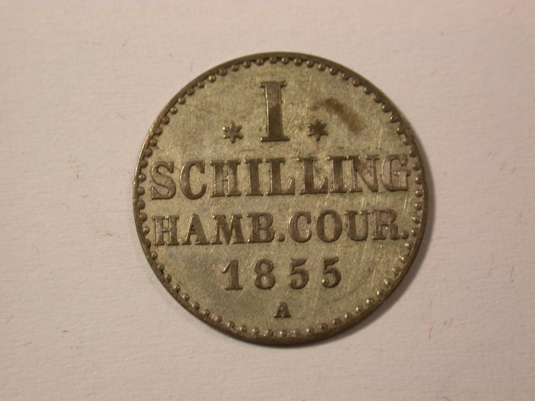  H10  Hamburg  1 Schilling 1855 in ss-vz   Originalbilder   